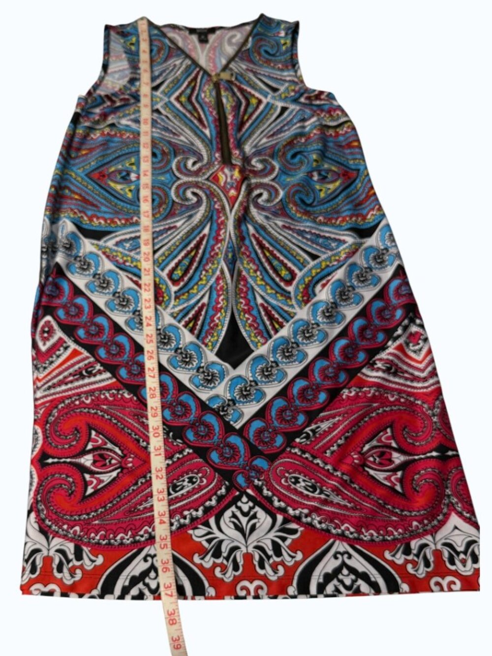 MSK Paisley Print Boho Sleeveless Zip Front Dress, Size Medium - Picture 9 of 9